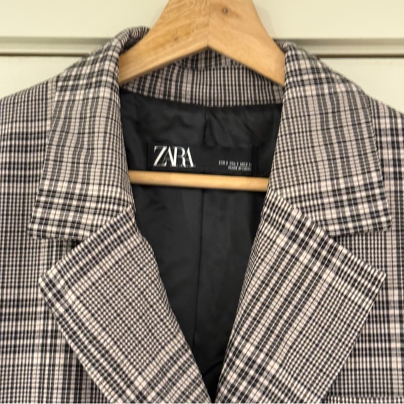Zara Plaid Double-Breasted Jacket with Removable Belt - Size S, Trench Coat - Picture 5 of 16